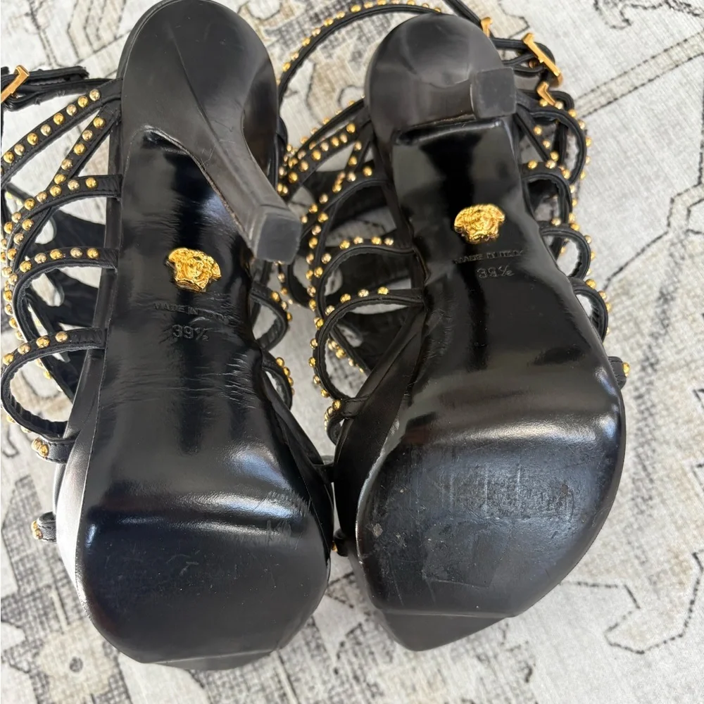 Versace Black Heels with Gold Studs - Picture 5 of 8
